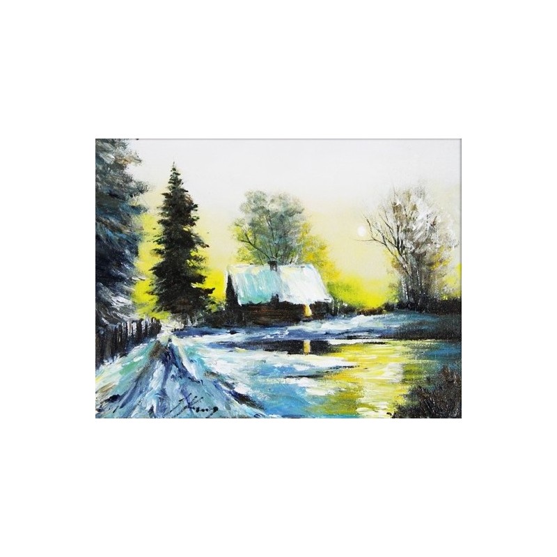  Obraz olejny ręcznie malowany Dworek 40x50cm