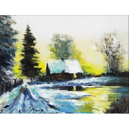  Obraz olejny ręcznie malowany Dworek 40x50cm