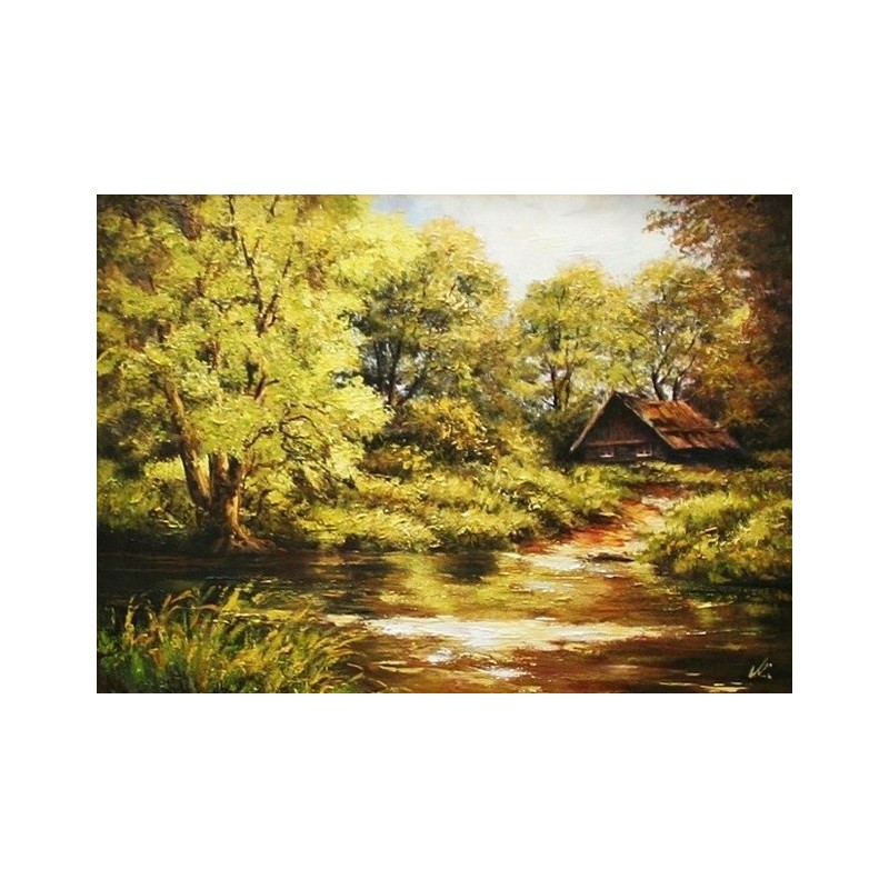  Obraz olejny ręcznie malowany Dworek 50x70cm