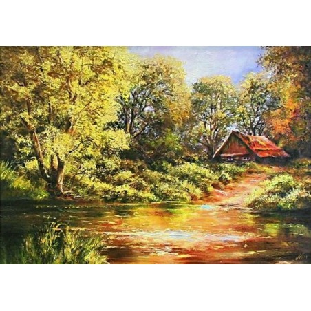  Obraz olejny ręcznie malowany Dworek 50x70cm