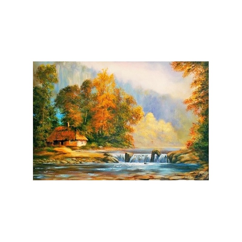  Obraz malowany Strumyk w lesie 40x50cm