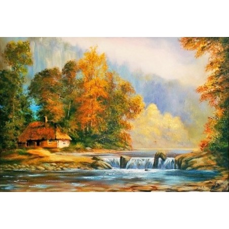  Obraz malowany Strumyk w lesie 40x50cm