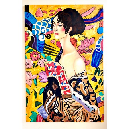  Obraz ręcznie malowany Gustav Klimt Dama z wachlarzem 60x90cm