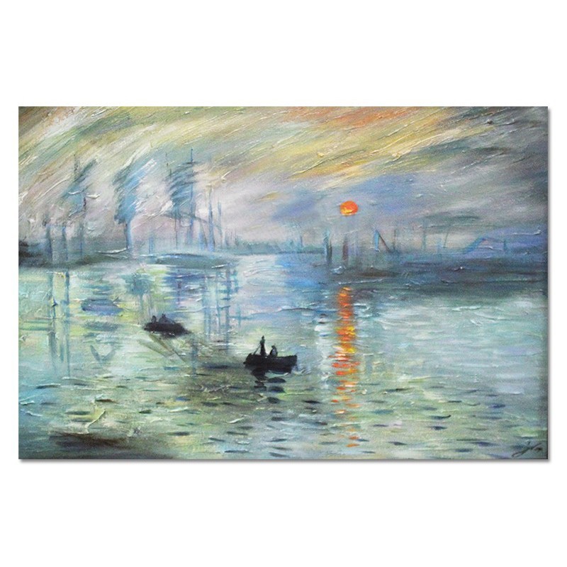 Obraz olejny ręcznie malowany Claude Monet Wschód słońca kopia 60x90cm