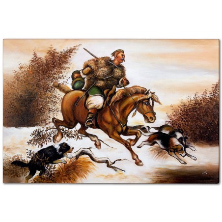  Obraz olejny ręcznie malowany Juliusz Kossak Polowanie par force z ogarami 80x120cm