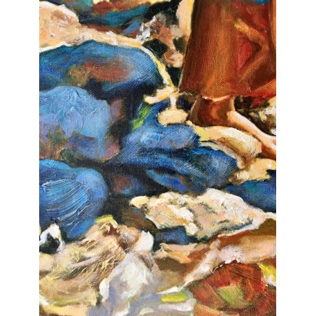  Obraz ręcznie malowany 50x70cm Kąpiel w morzu