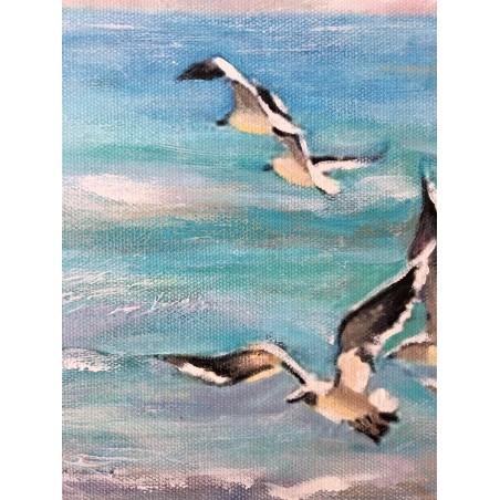  Obraz ręcznie malowany 50x70cm Kąpiel w morzu