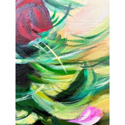  Obraz malowany Herbaciane róże 60x90cm