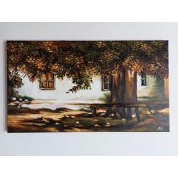  Obraz Jana Stanisławskiego Pejzaż wiejski 45x80cm ręcznie malowany