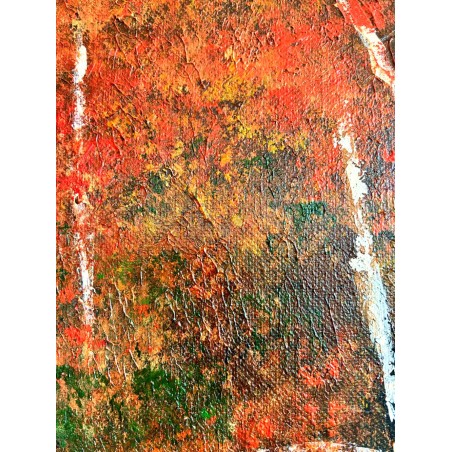  Obraz malowany Jesienny staw pod lasem 50x70cm w ramie