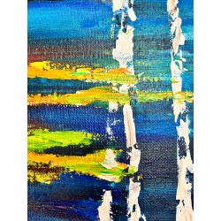  Obraz malowany Jesienny staw pod lasem 50x70cm