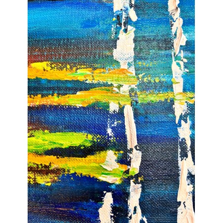  Obraz malowany Jesienny staw pod lasem 50x70cm