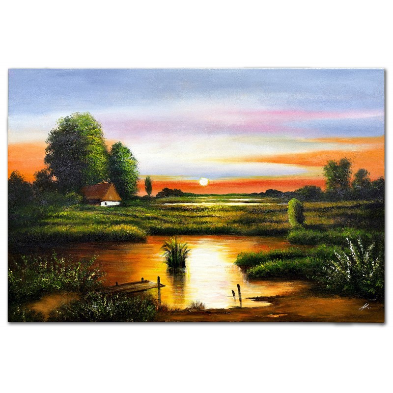  Obraz ręcznie malowany Moczary 80x120cm