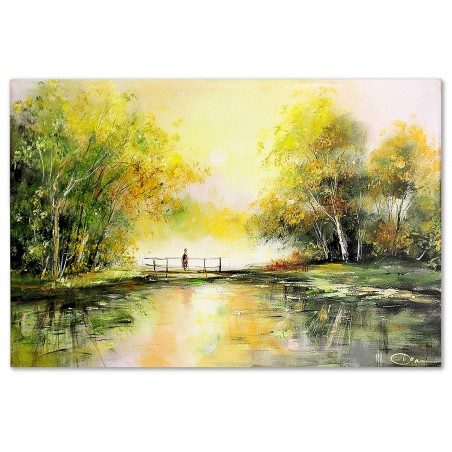  Obraz malowany Leśna kładka 80x120cm