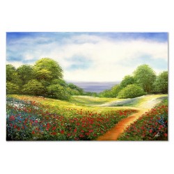 Obraz olejny ręcznie malowany 80x120cm Kwitnąca Polana