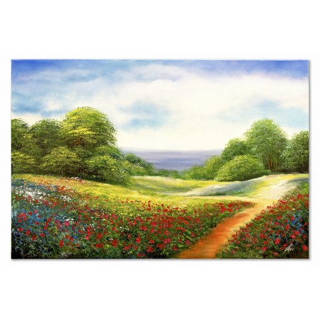 Obraz olejny ręcznie malowany 80x120cm Kwitnąca Polana