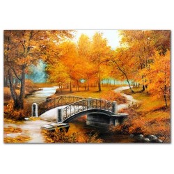  Obraz ręcznie malowany Mostek nad strumykiem 50x70cm