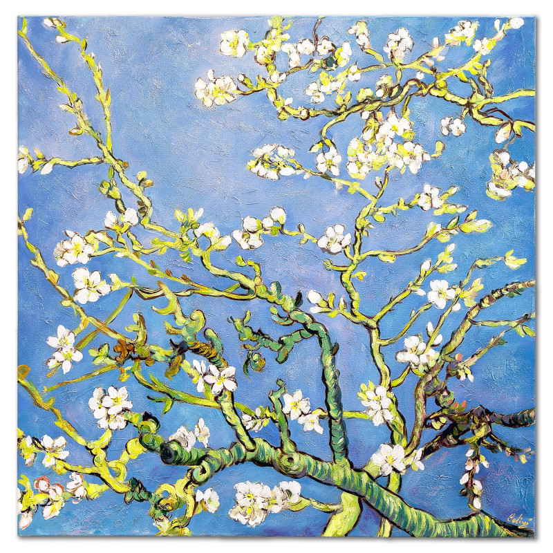  Obraz ręcznie malowany 90x90 cm Vincent van Gogh Kwitnący migdałowiec