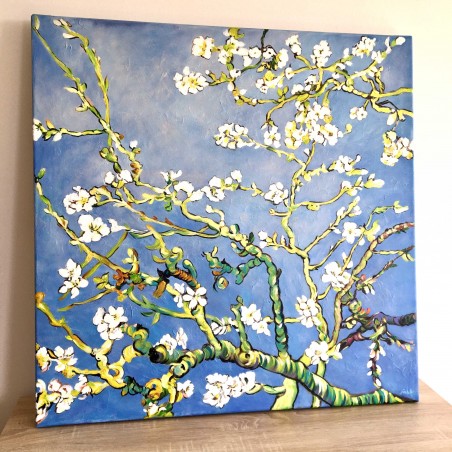  Obraz ręcznie malowany 90x90 cm Vincent van Gogh Kwitnący migdałowiec