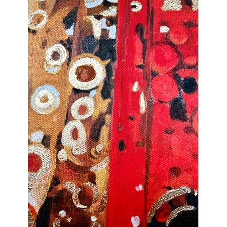  Obraz ręcznie malowany z elementami płatków złota złoty 70x130 cm Modlitwa