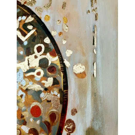  Obraz ręcznie malowany z elementami płatków złota złoty 70x130 cm Modlitwa