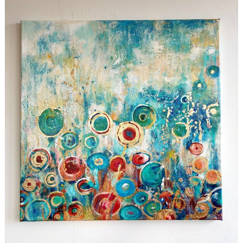  Obraz olejny ręcznie malowany 60x60 cm Marsjańskie Dmuchawce