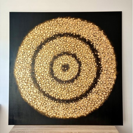  Obraz ręcznie malowany 90x90cm Złoty wir