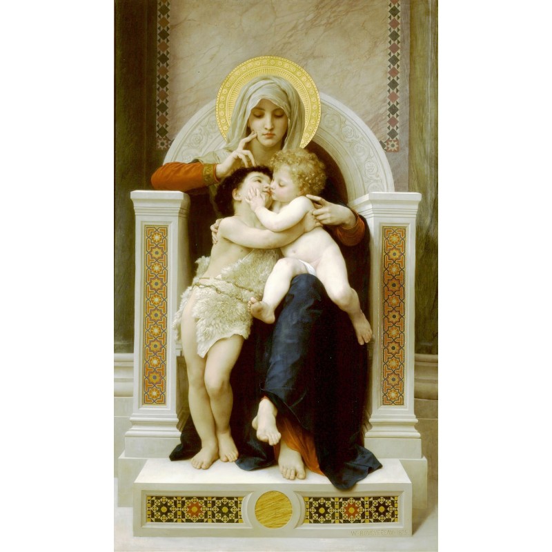  Obraz na płótnie 50x80 cm William Bouguereau Matka Boża z Jezusem i Janem Chrzcicielem