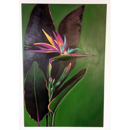  Obraz ręcznie malowany Tropical Island 60x90cm Strelicja rajski ptak