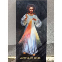  Obraz ręcznie malowany Jezu Ufam Tobie 50x100cm Jezus Wileński Miłosierny