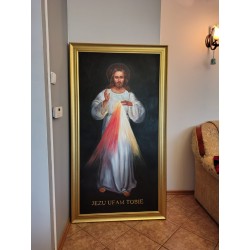  Obraz ręcznie malowany Jezu Ufam Tobie 50x100cm Jezus Wileński Miłosierny