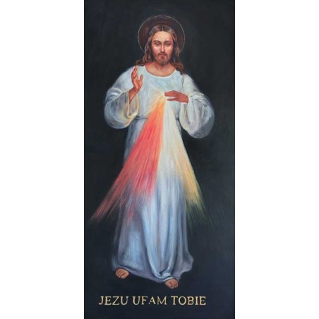  Obraz ręcznie malowany Jezu Ufam Tobie 50x100cm Jezus Wileński Miłosierny