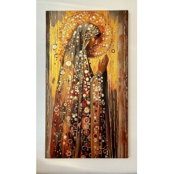  Obraz ręcznie malowany z elementami płatków złota 50x90 cm Modlitwa