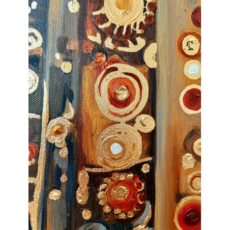  Obraz ręcznie malowany z elementami płatków złota 50x90 cm Modlitwa