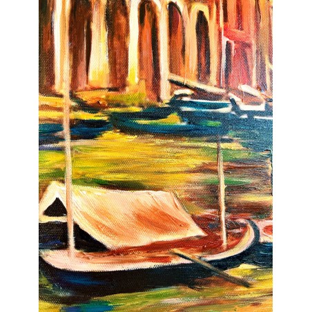  Obraz ręcznie malowany 60x90cm Złoty wschód słońca w Wenecji