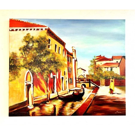 Obraz ręcznie malowany 50x60cm Romantyczna uliczka Wenecji