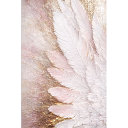  Obraz ręcznie malowany z elementami płatków złota 40x60 cm Pióra