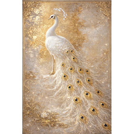  Obraz ręcznie malowany z elementami płatków złota 40x60 cm Paw Premium