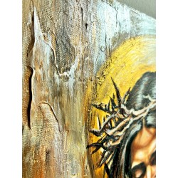  Obraz ręcznie malowany 40x50 cm Jezus Chrystus w koronie cierniowej w ramie D9160zwi