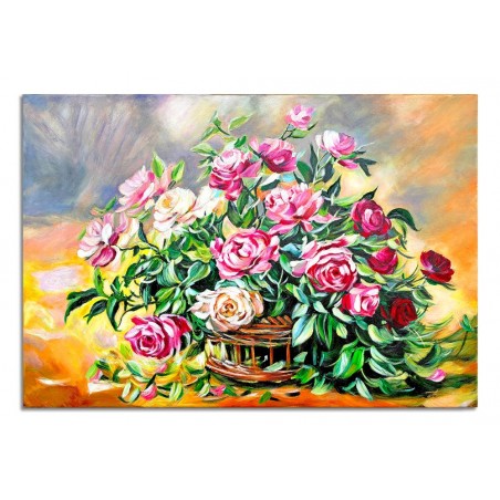  Obraz malowany Herbaciane róże 60x90cm w ramie D3254gor