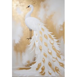  Obraz ręcznie malowany z elementami płatków złota 40x60 cm Paw Premium
