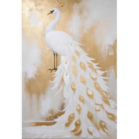  Obraz ręcznie malowany z elementami płatków złota 40x60 cm Paw Premium