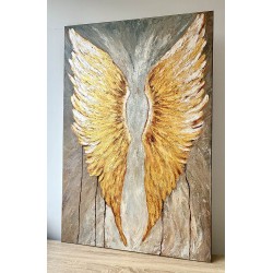  Obraz ręcznie malowany 40x60 cm Złote skrzydła Anioła