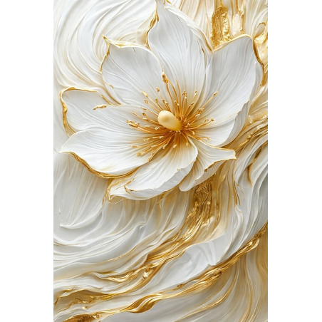  Obraz ręcznie malowany z elementami płatków złota 40x60 cm Kwiat Premium