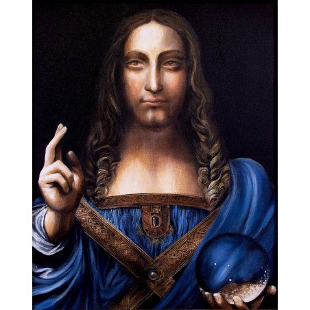  Obraz ręcznie malowany 40x50cm Leonardo da Vinci Zbawiciel świata