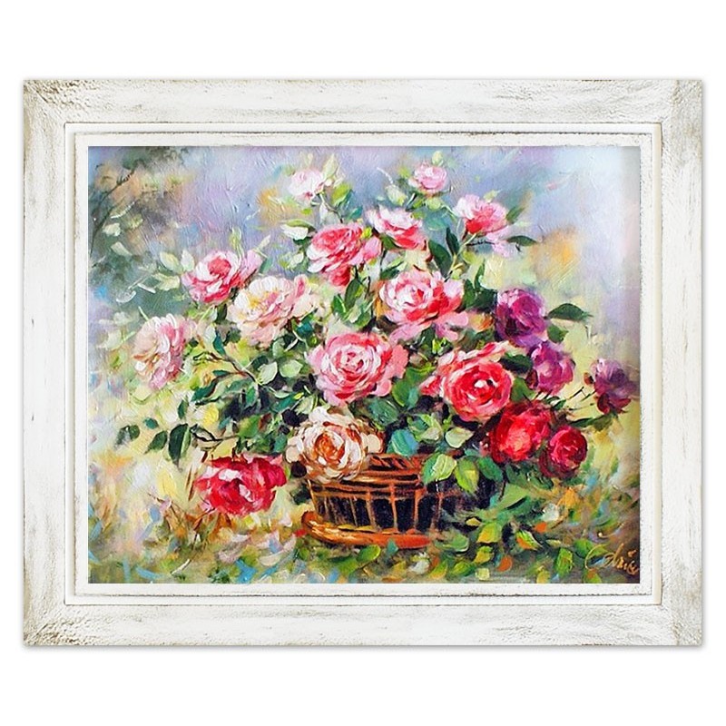  Obraz olejny ręcznie malowany Kwiaty 53x64cm