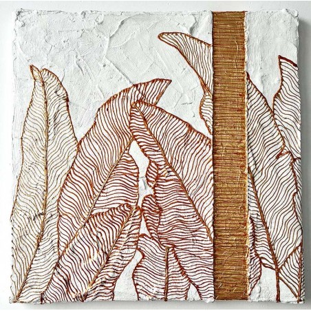  Obraz ręcznie malowany 30x30 cm Złote liście