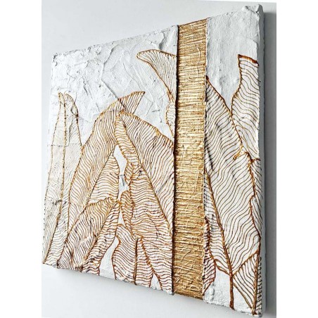  Obraz ręcznie malowany 30x30 cm Złote liście