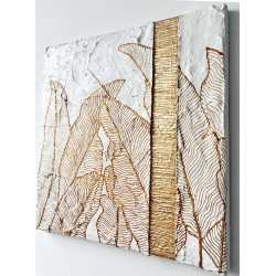  Obraz ręcznie malowany 50x50 cm Złote liście