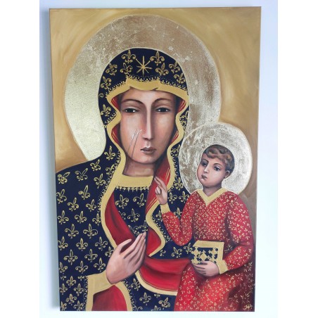  Obraz Matki Boskiej Częstochowskiej 50x70 cm malowany PREMIUM